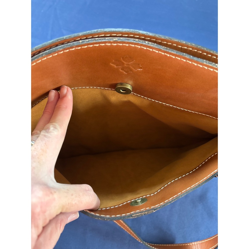 Patricia Nash Tan Leather Vintage Map Print Shoulder Bag Tote Travel Satchel - Picture 2 of 11